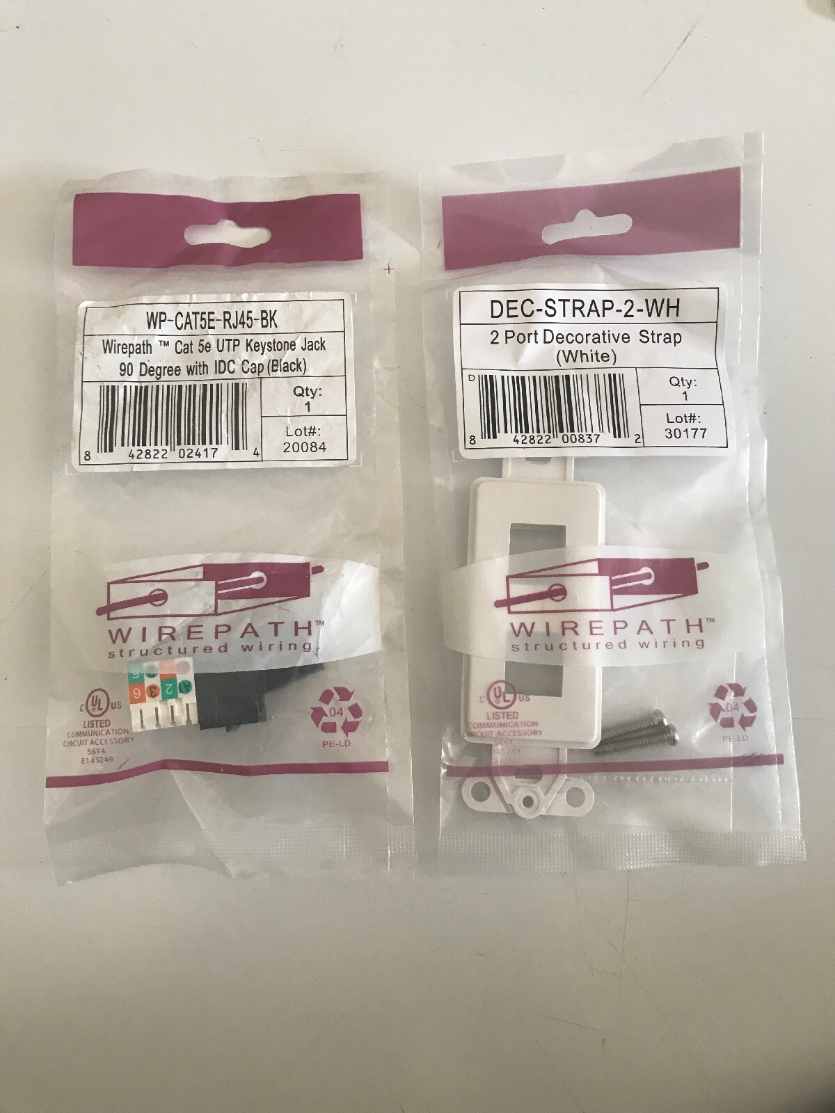 1 Set CAT5E RJ45 Punch Down Keystone Jacks & 6 2 Port Decora Wall Plate Inserts
