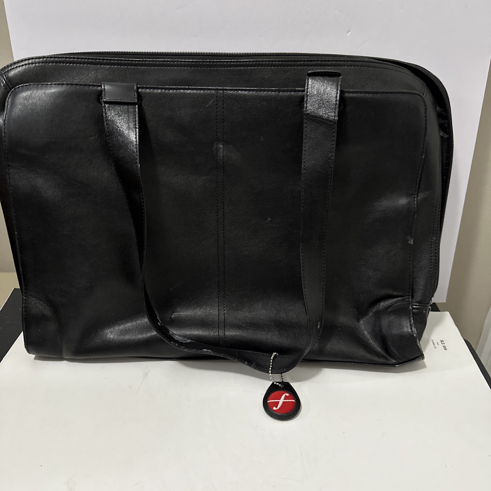 Foray Black Faux Leather Laptop Shoulder Bag Briefcase Computer Carrying Case