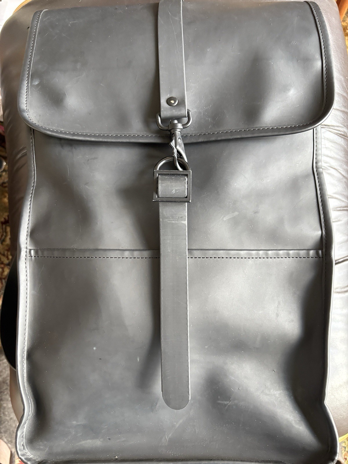 RAINS Waterproof Backpack Tall – Black VGC Sleeve For 15” Laptop