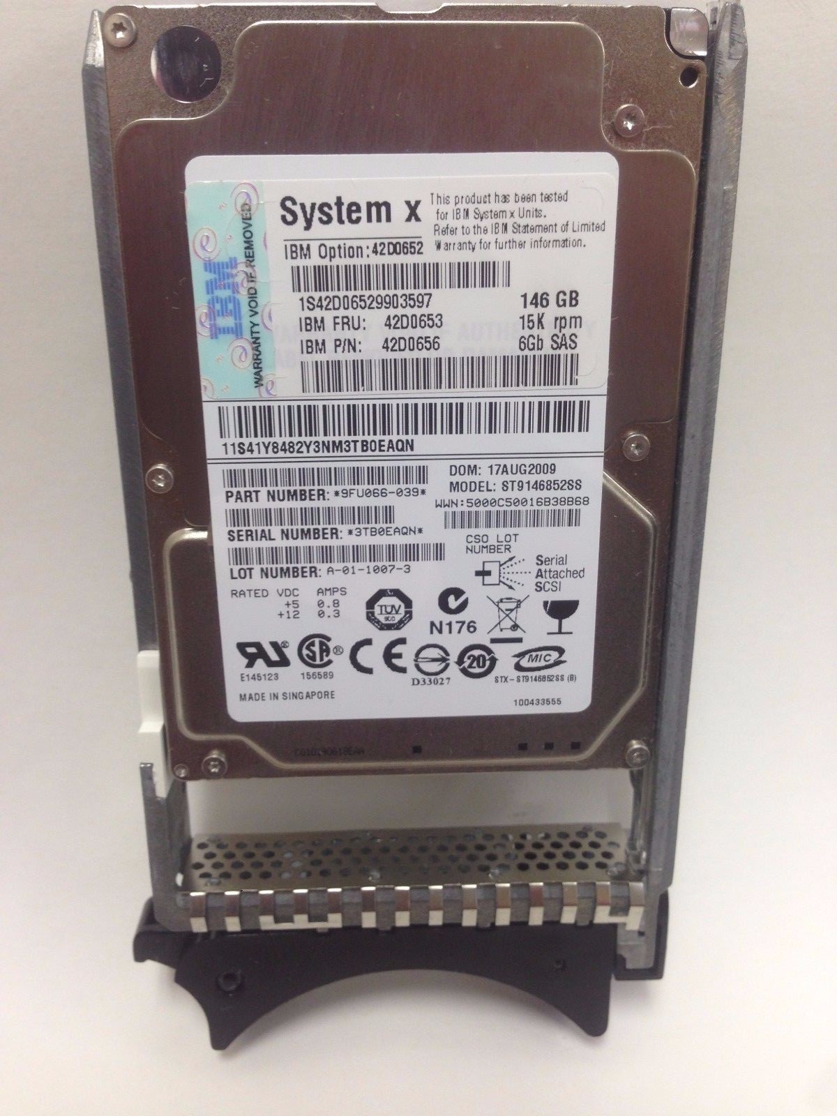 IBM 42D0653 42D0652 42D0652 146GB 15K 2.5" SAS HARD DRIVE W/TRAY