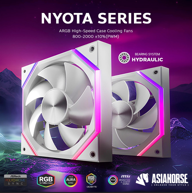 AsiaHorse Nyota 120mm ARGB white fan _3 Pack_ NEW_Original Box