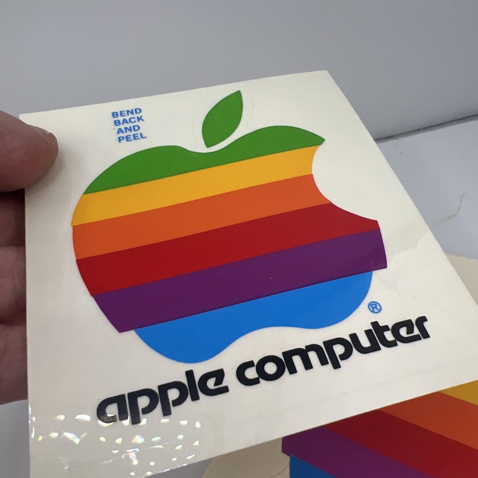 4”Vintage Original 1980s APPLE MACINTOSH Computer Rainbow Logo Sticker Decal
