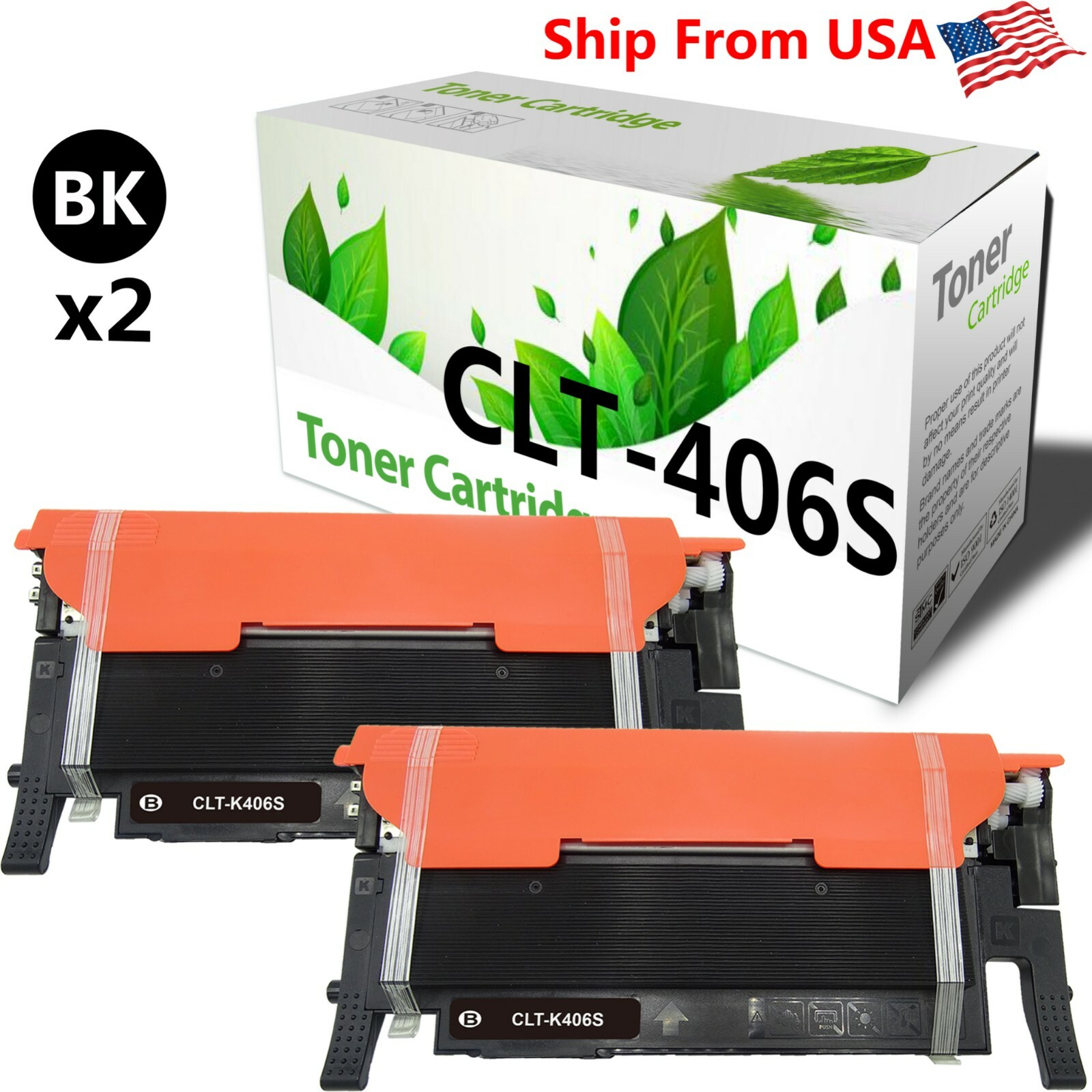 2PK Black CLT406S 406S Toner Cartridge for CLX-3305FW CLX-3306W Laser Printer