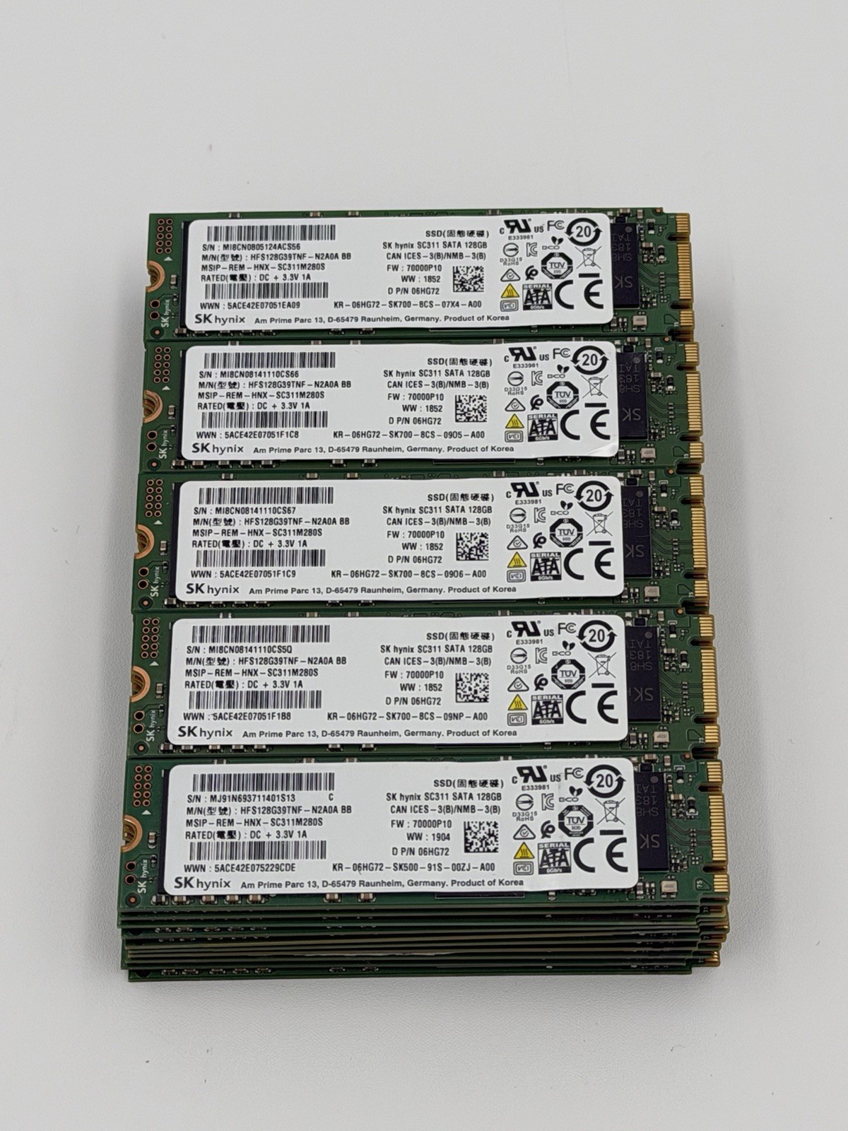 Lot of 10x SK Hynix SC311 HFS128G39TNF-N2A0A 128GB 80mm M.2 SATA SSD