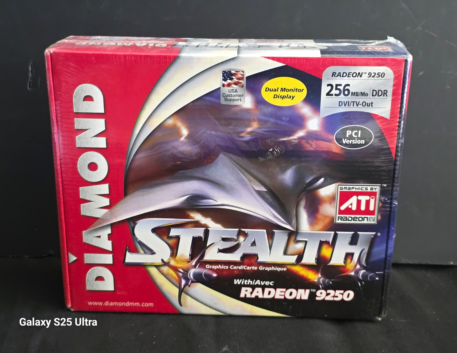 diamond radeon 9250 pci 256mb video card sealed new in box retro pc gpu win 98