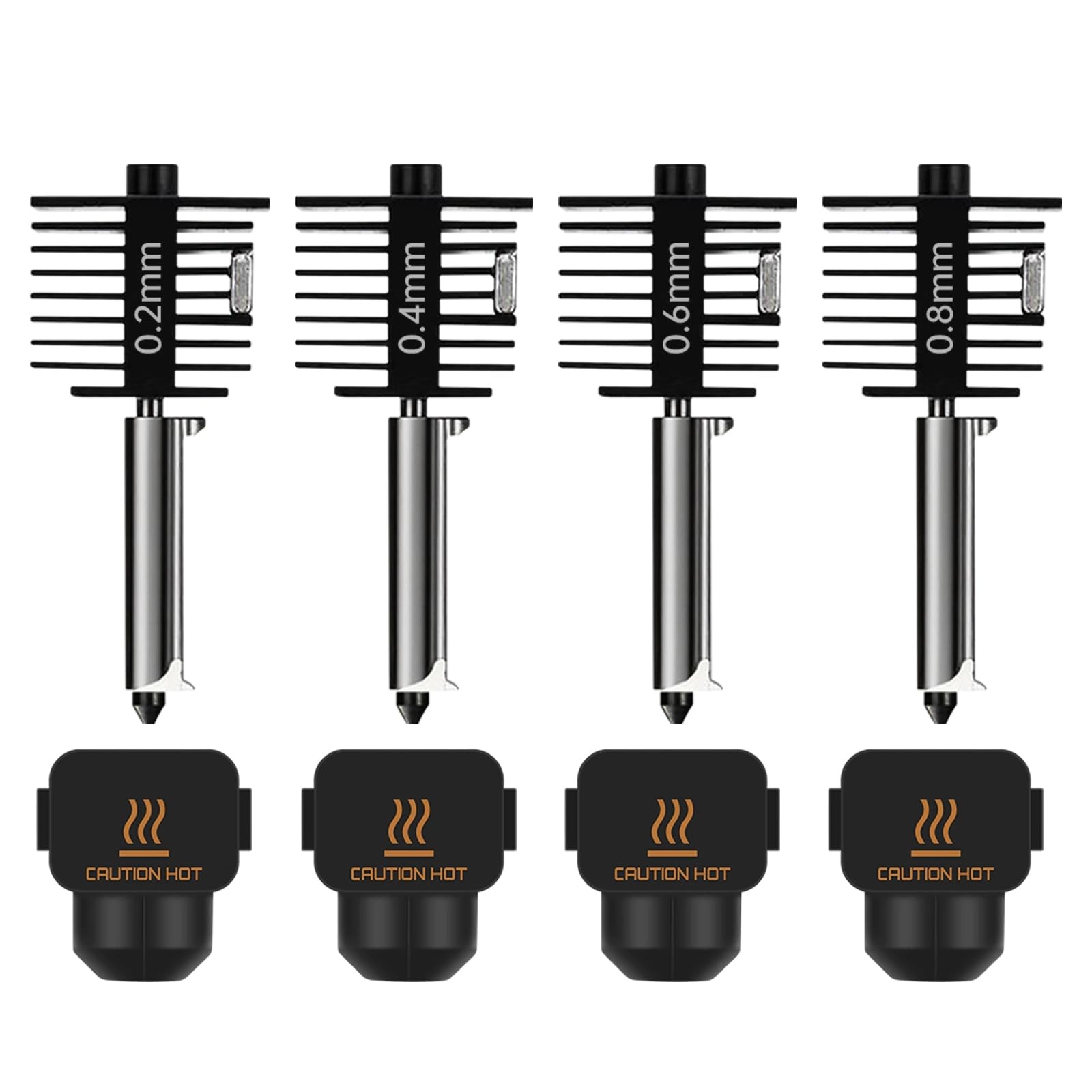 4-Pack Bamboo A1 mini/A1/A2L Hotend Kit, 0.2/0.4/0.6/0.8mm Hardened Steel Noz...