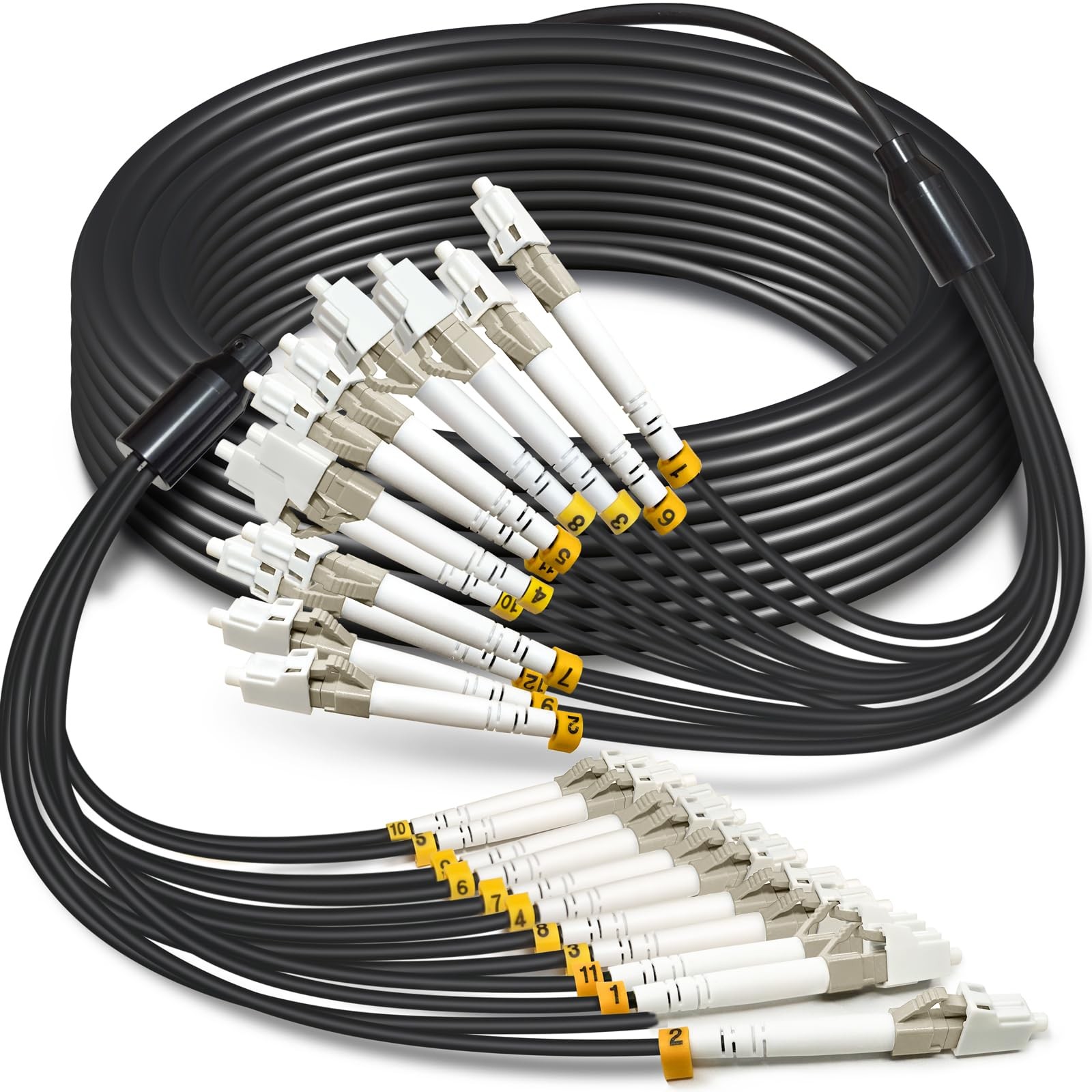 5 Meters 12 Core OM3 Multimode Industrial TPU LC to LC Outdoor Armored Fiber ...