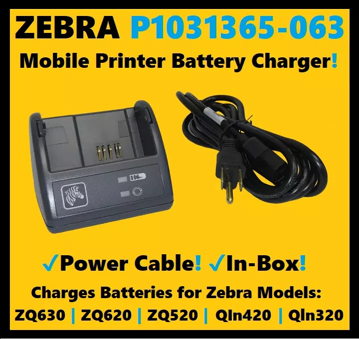 Spare Battery Charger for Zebra QLn420 Mobile Printers P/N: P1031365-063