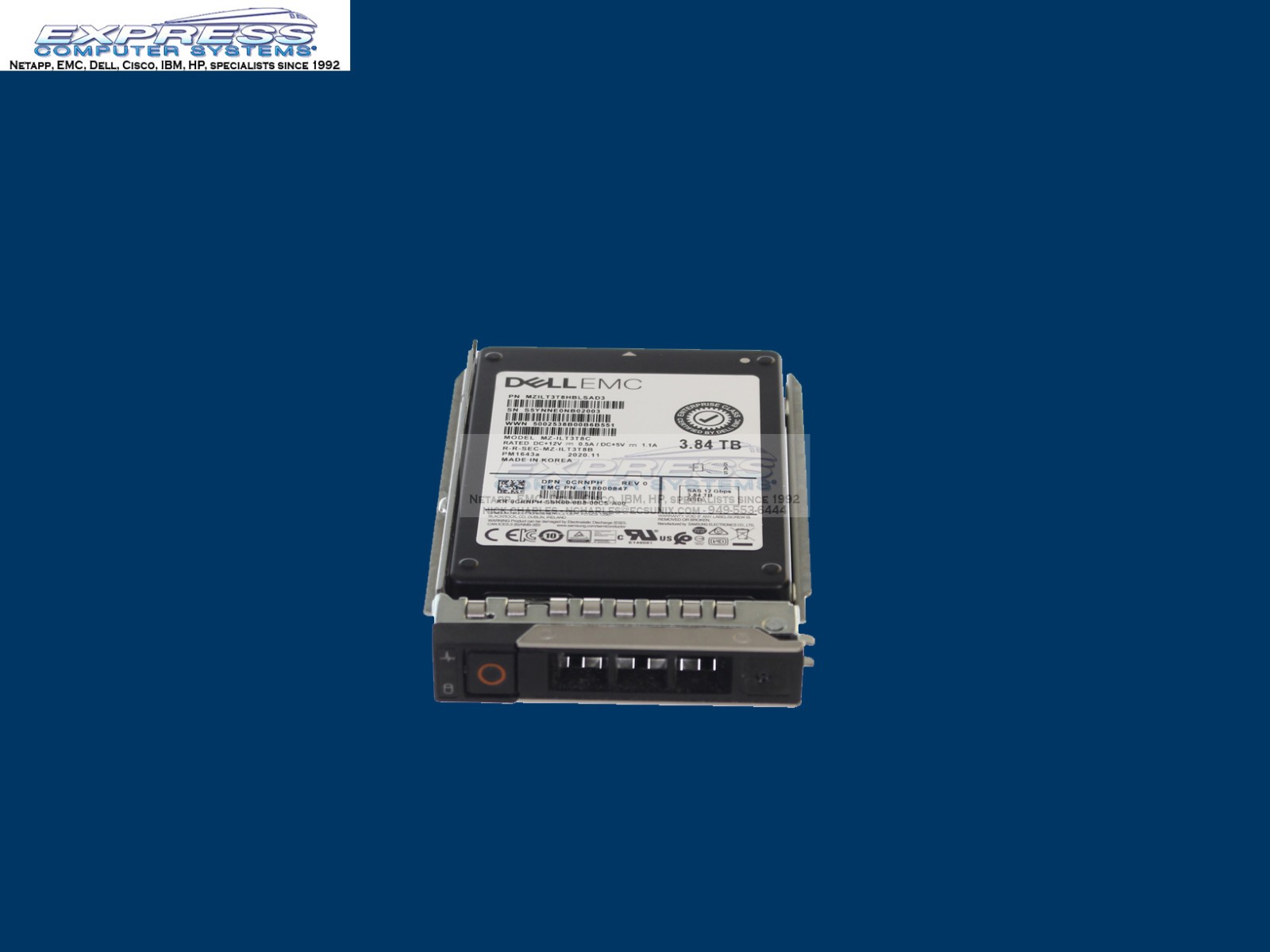 100% HEALTH - Dell CRNPH 3.84TB 12Gb SAS RI 2.5 SSD PM1643A R650 R750 R760 R660