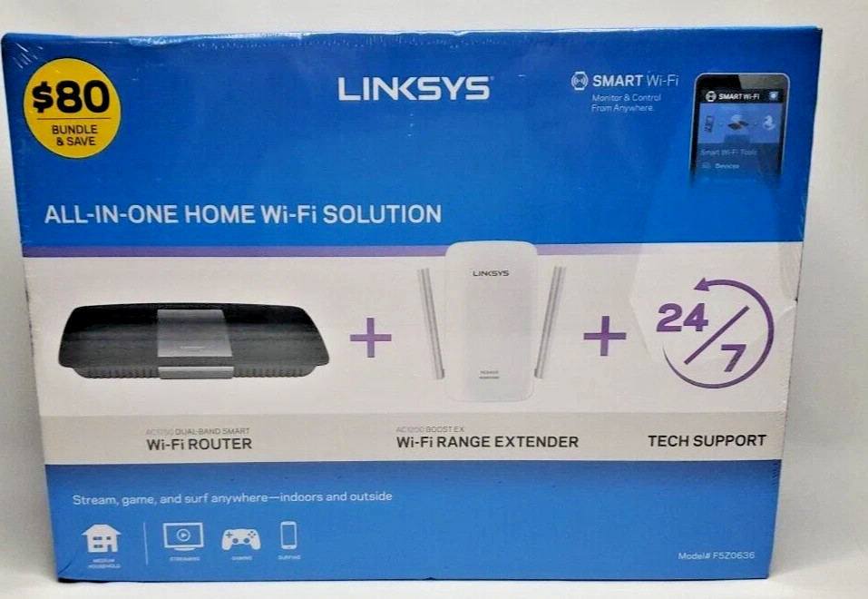 NEW Linksys All-in-One Smart WiFi Solution w/ AC1750 Router & AC1200 Extender