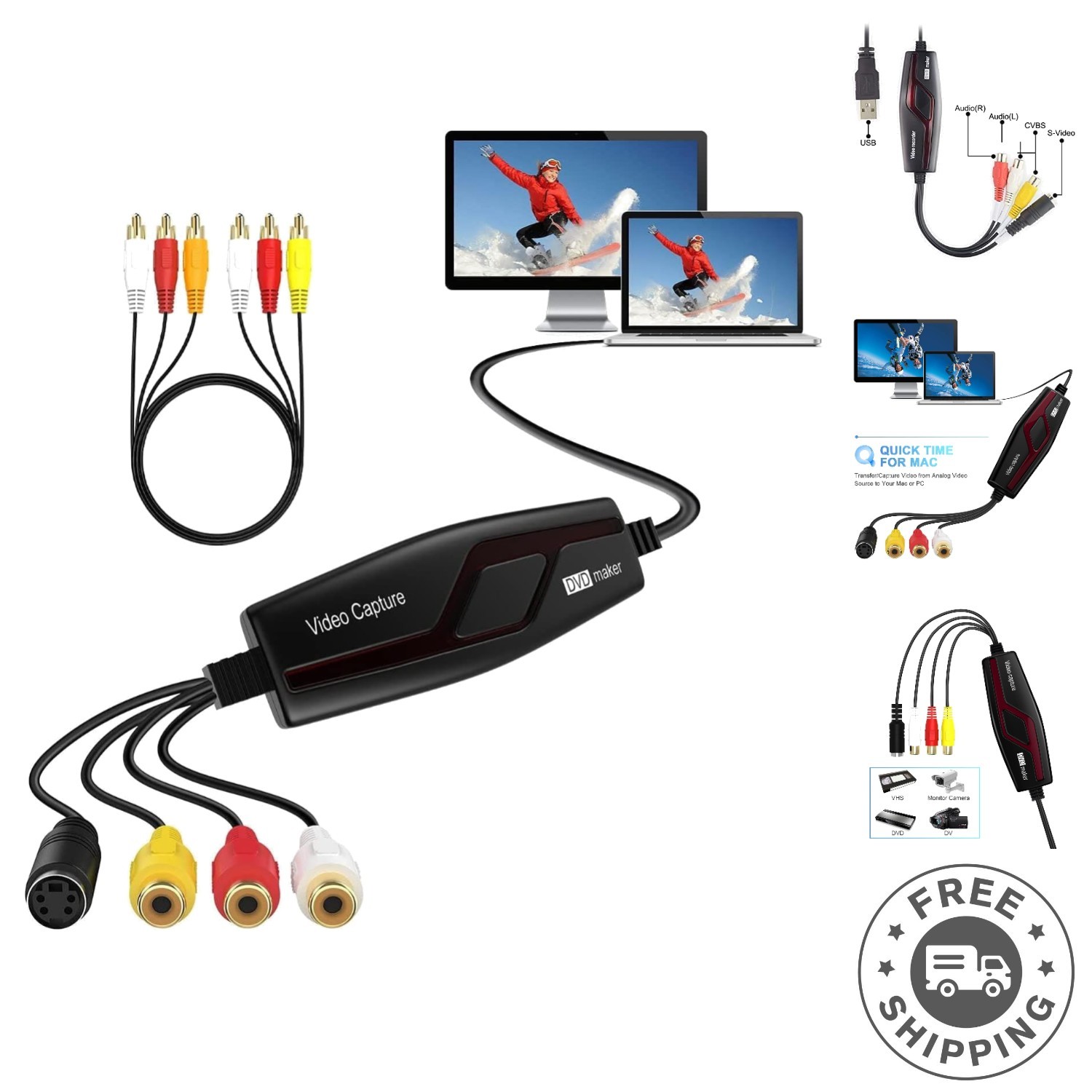 High-Quality VHS to Digital Converter – Universal Compatibility & HD Output