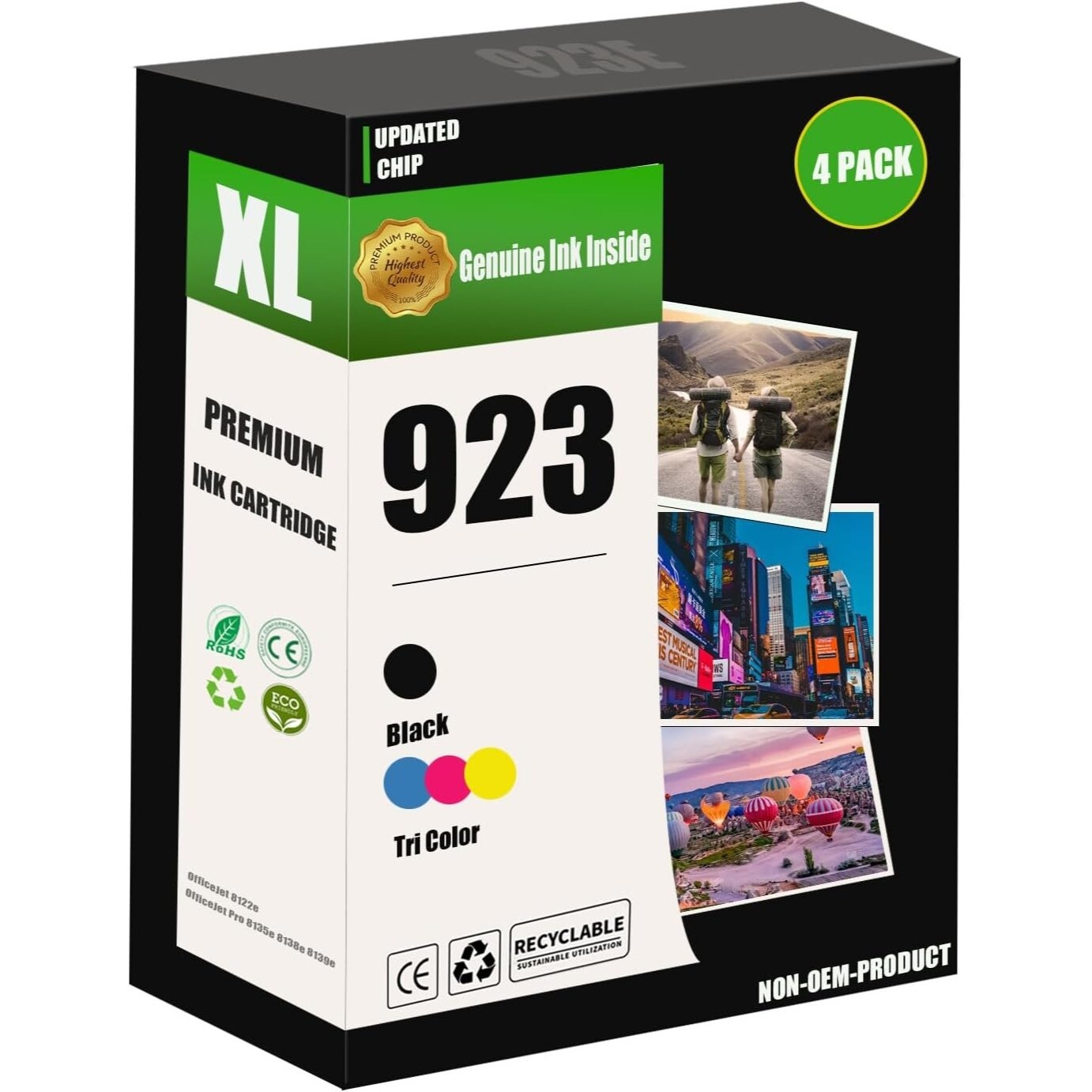 4 Pack 923E High Yield Ink Cartridge Replacement for OfficeJet 8122e OfficeJet P