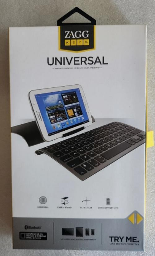 Zagg Keys Universal Compact Ergonomic Keyboard, Cover and Stand Black for iOS