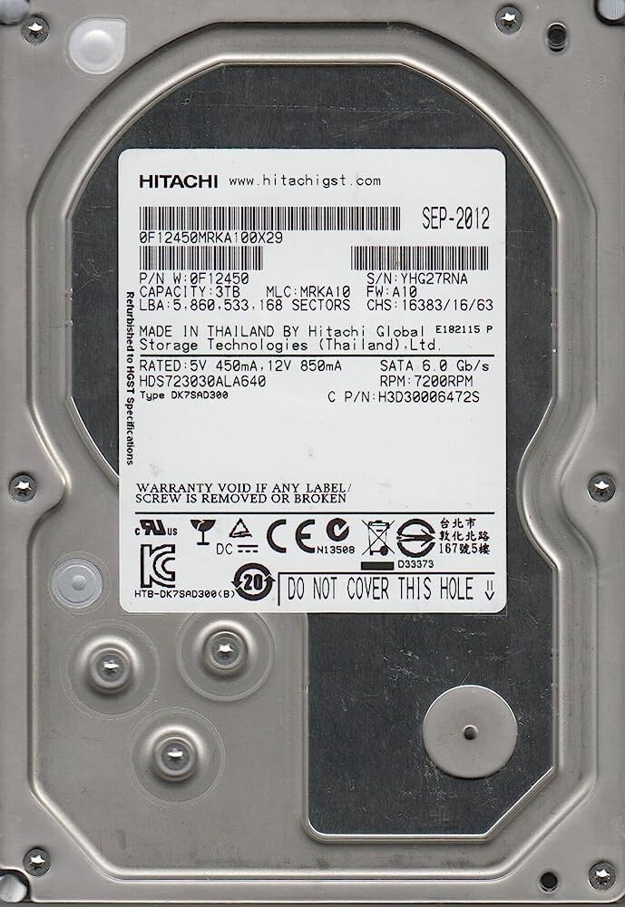 **ZERO HOURS**HDS723030ALA640-Hitachi Deskstar 7K3000 3TB 3.5" Internal HDD