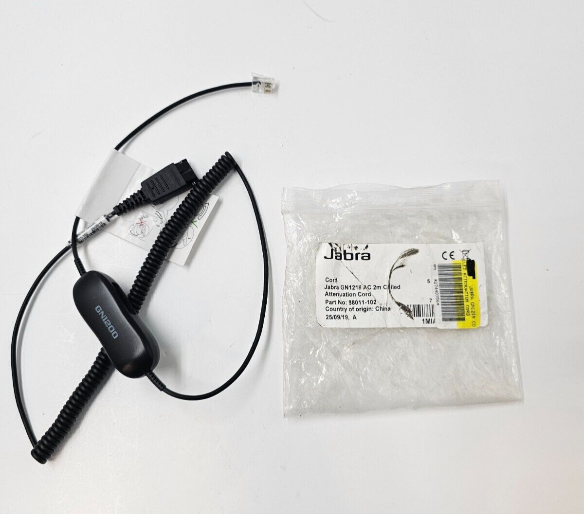 Jabra GN1218 2m AC Attenuation Coiled Cable 88011-102 Black