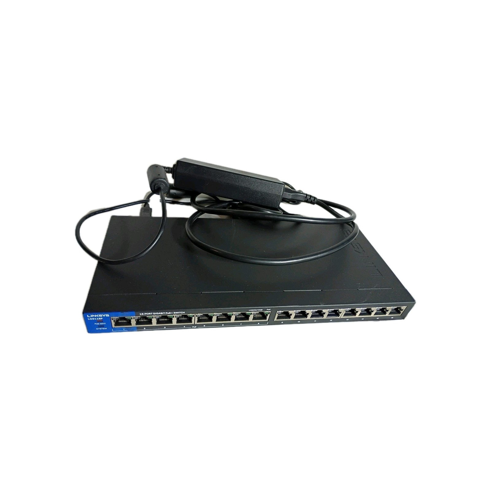  Linksys LGS116PV2 16-Port Gigabit Ethernet PoE+ Network Switch w Power Adapter