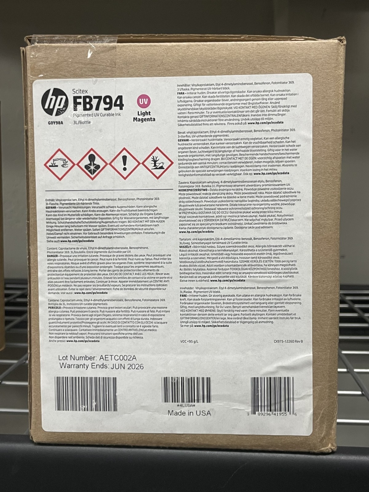 HP Scitex FB794 UV Light Magenta Ink 3L – Genuine HP