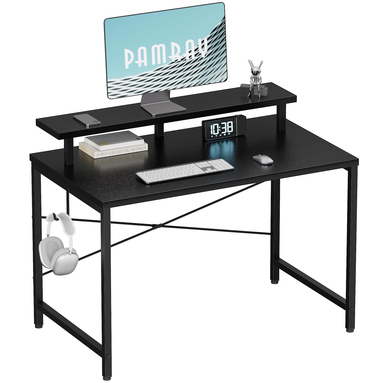 Pamray 32 Inch Small Computer Desk with Monitor Stand, Simple Office Desk wit...