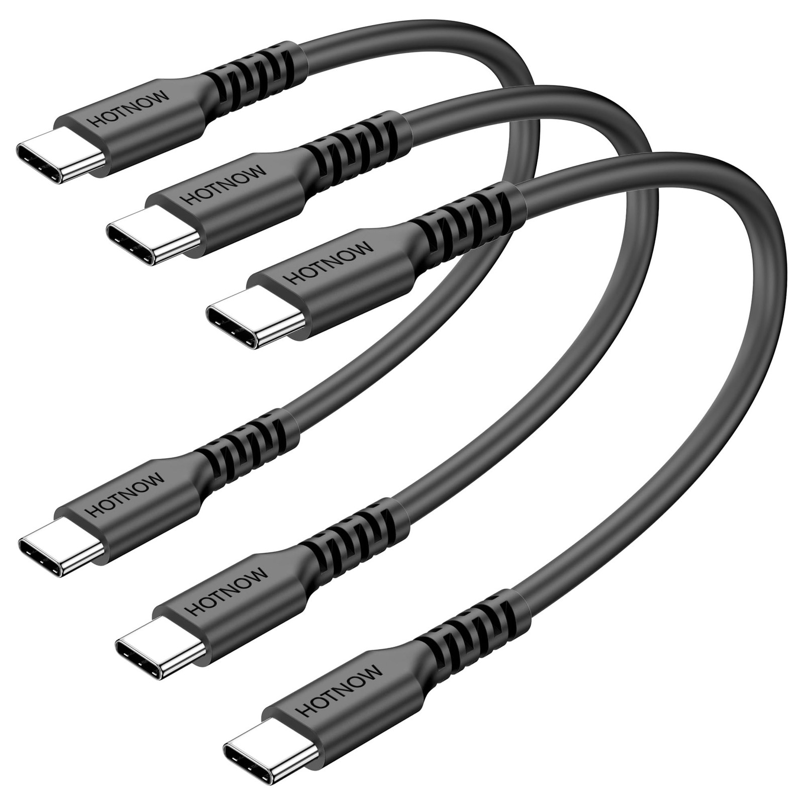 HOTNOW Short USB C to C Cable 0.5FT 3Pack, 6inch 0.5 FT (Regular), Black 