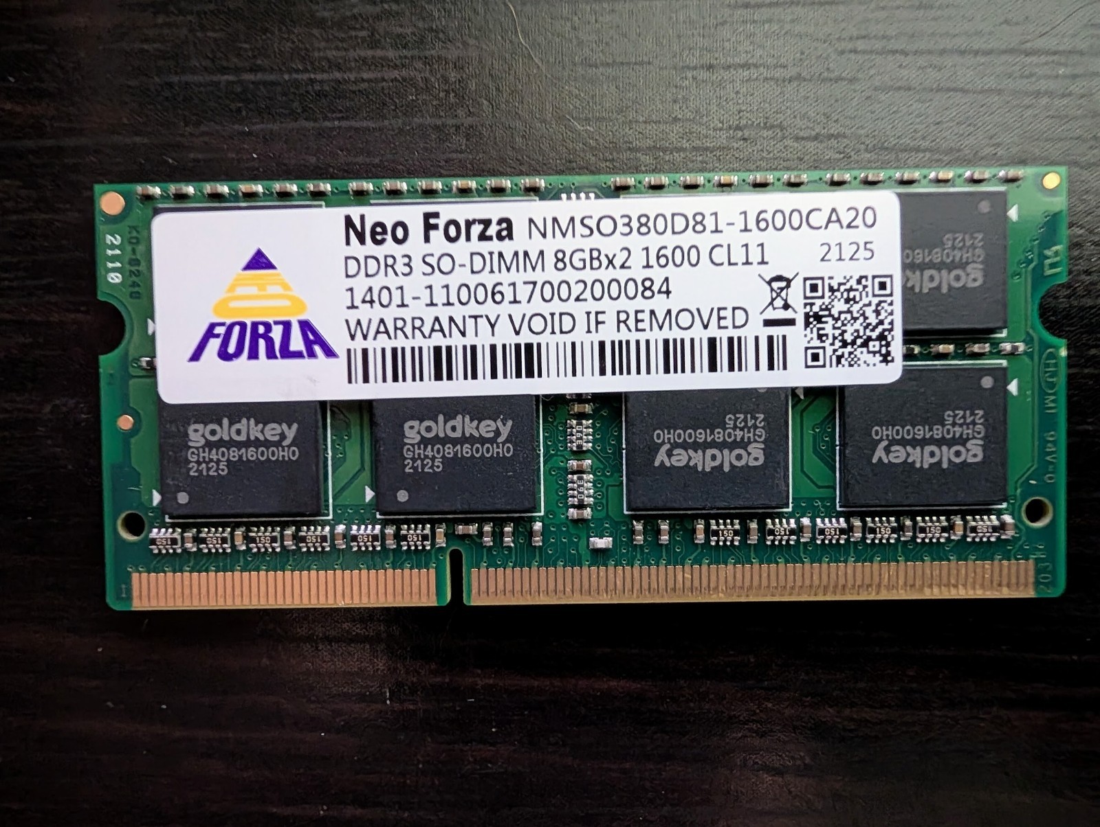 NEO FORZA DDR3 SO-DIMM 8GBx2 1600 1.35V CL 11 NMSO380D81-1600CA10