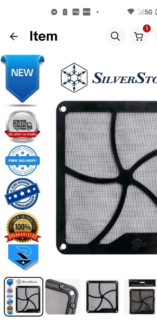 Silverstone Magnetic Fan Grill and Dust Filter Black 120mm