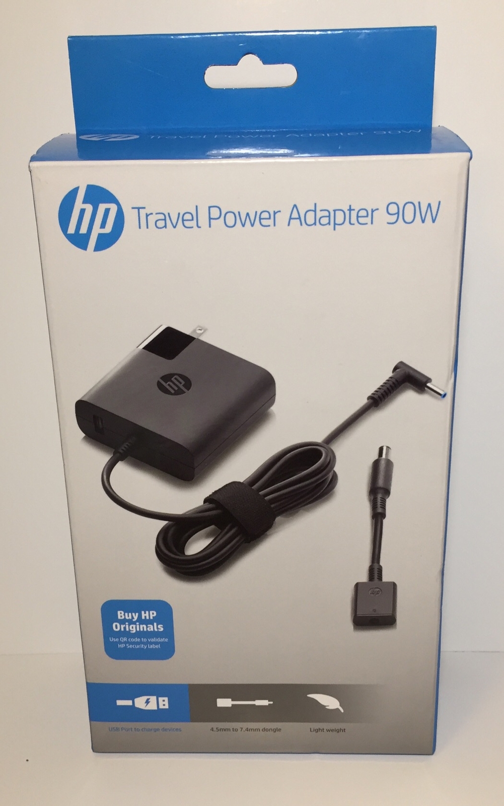 HP OEM Genuine 19.5V 4.1A 90W and USB 5V 2A Travel AC Adapter 1HU30AA#ABA Cord