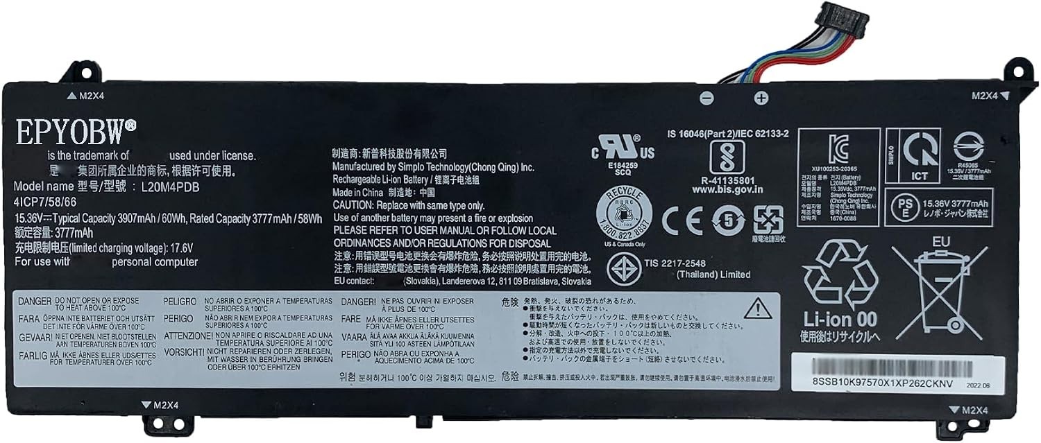 L20M4PDB Laptop Battery 60Wh L19C4PDB L19M4PDB Compatible with Lenovo ThinkBook
