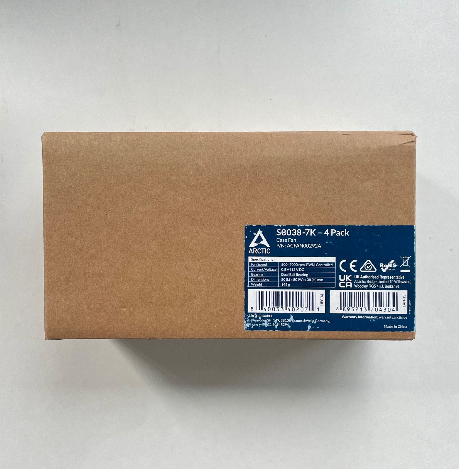 ARCTIC S8038-7K Server Fan 80x80x38mm 4-Pack 7000 RPM PWM