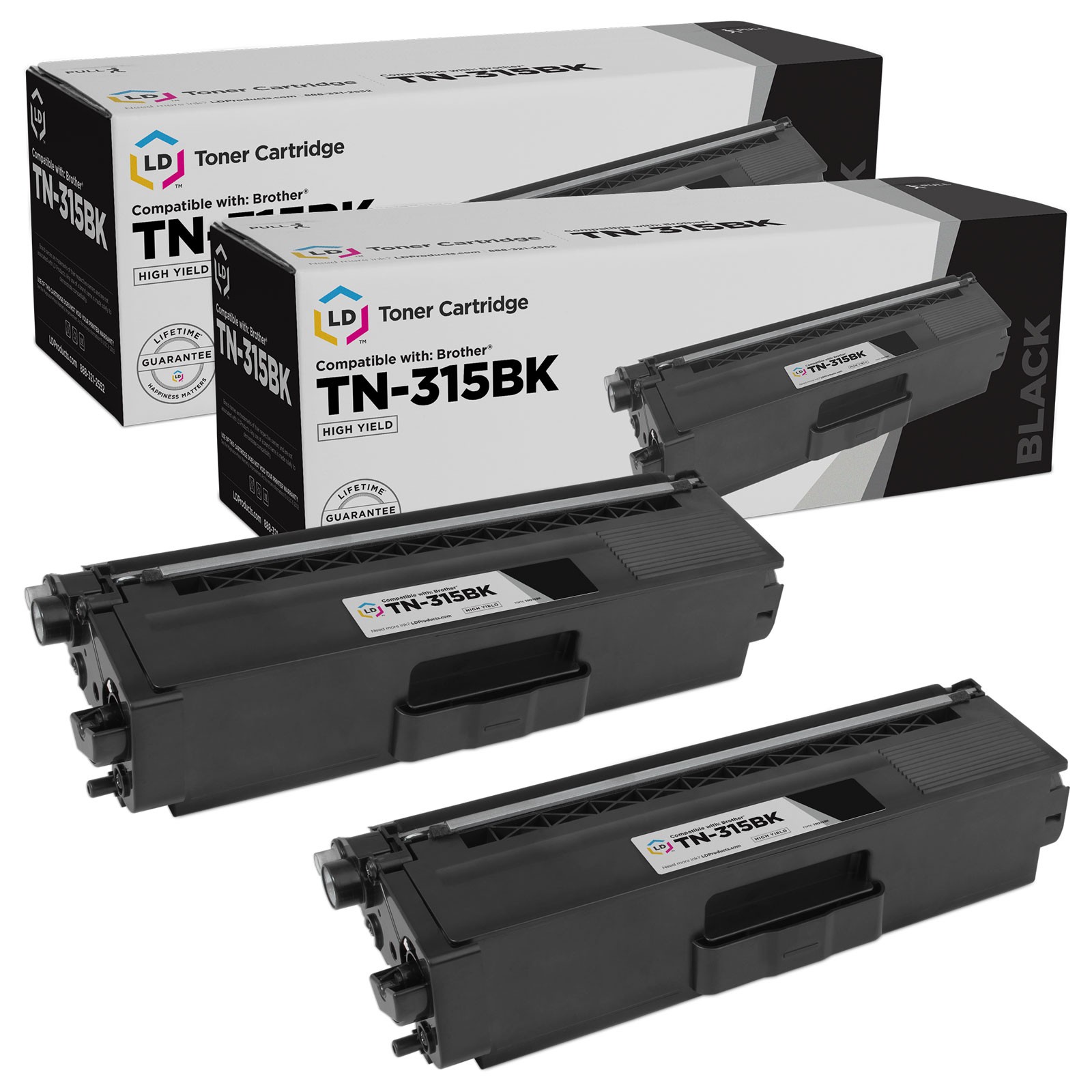 LD 2PK TN315BK TN-315 Black Toner Cartridge for Brother HL-4570cdwt MFC-9970cdw
