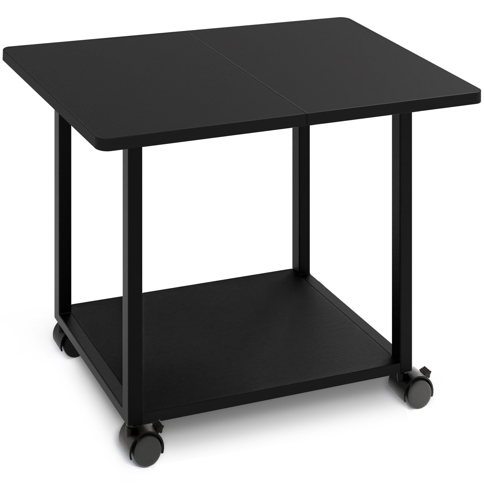 22"x15.75" Large Under Desk Printer Stand with Storage Shelf 2-Tier Rolling P...