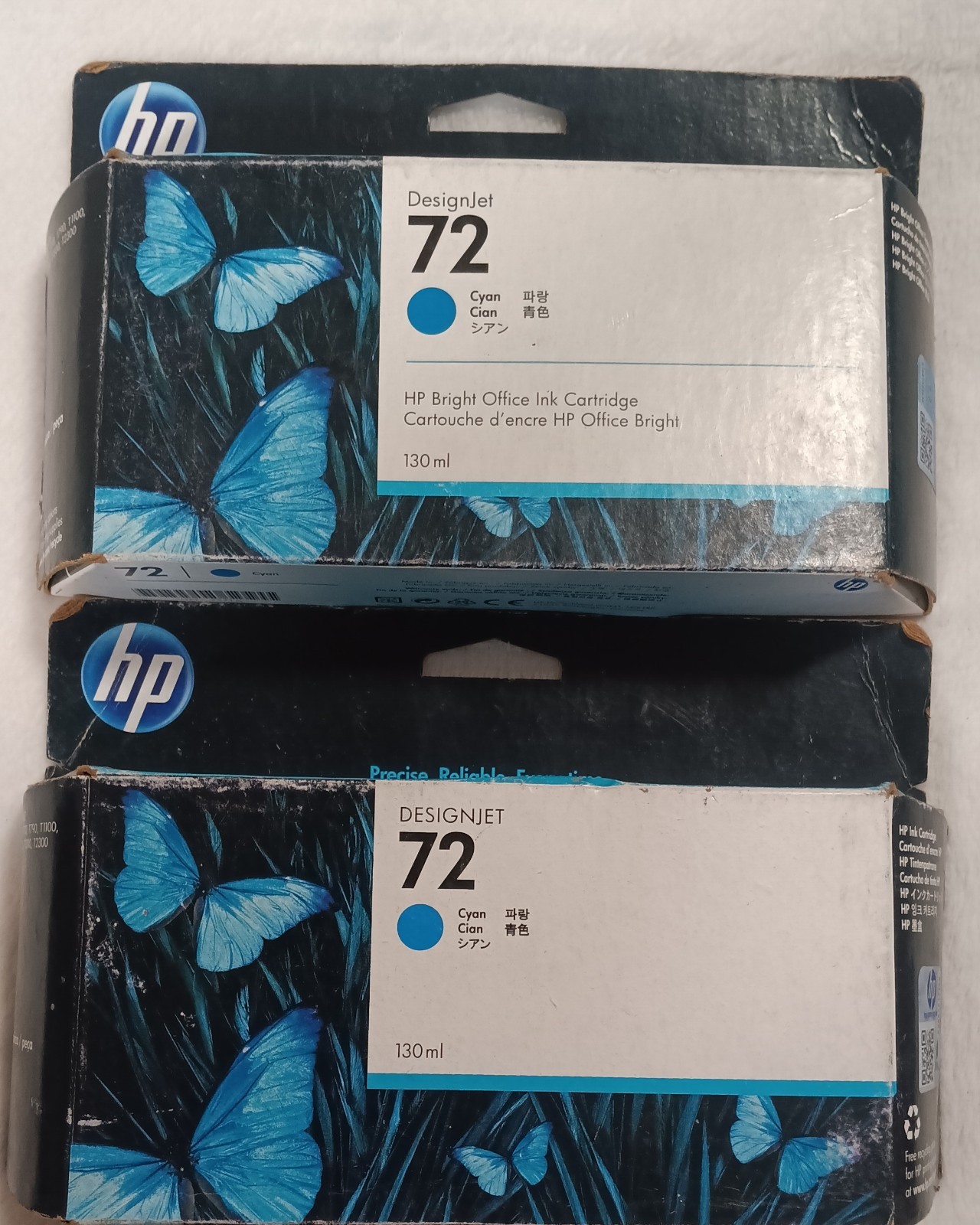 2 Pack New Genuine HP 72 Cyan Ink Cartridge 130ml. Designjet T610, T620, T770