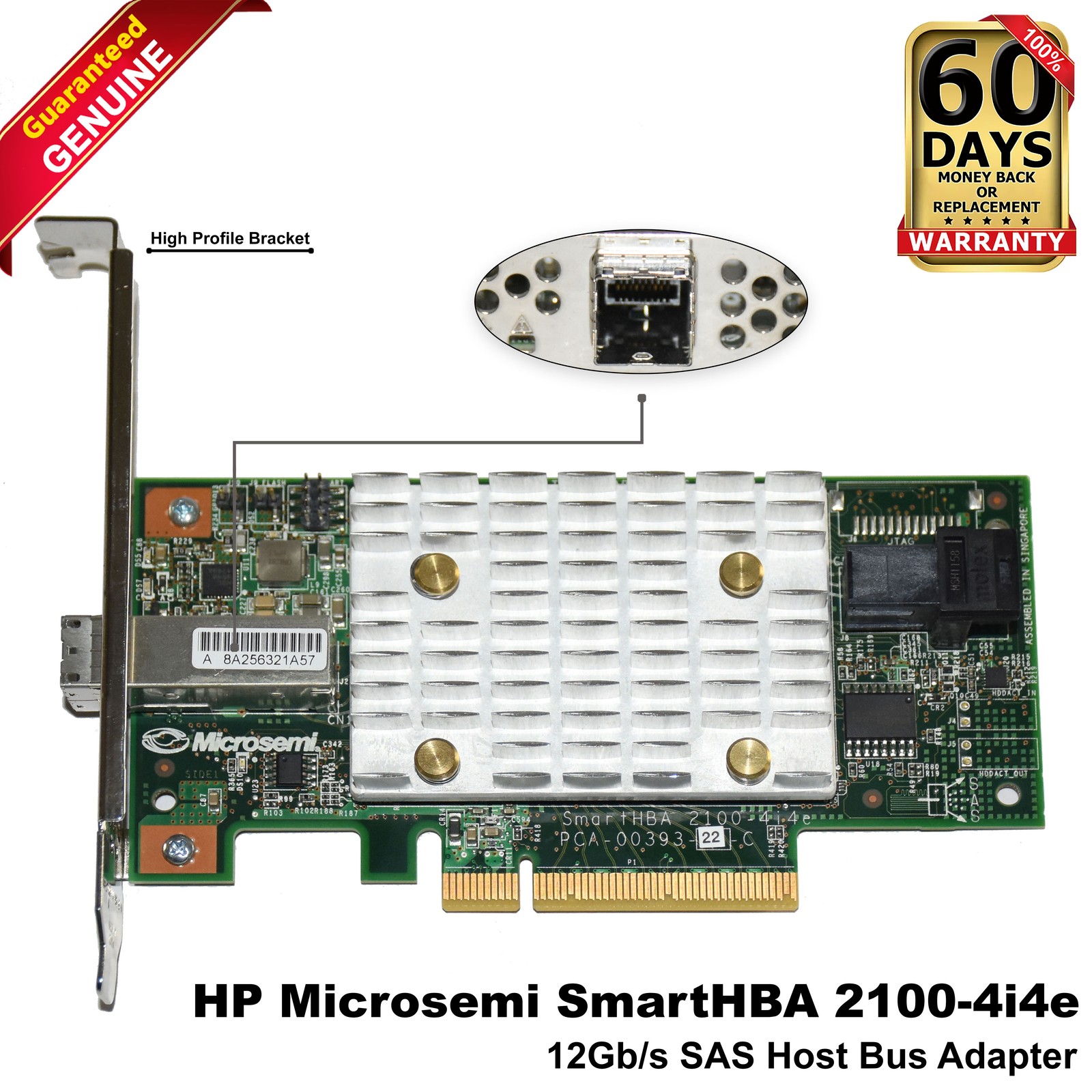 HP Adaptec SmartHBA 2100-4i4e 8-Ports 12Gb/s SAS Host Bus Adapter HBA 858096-001
