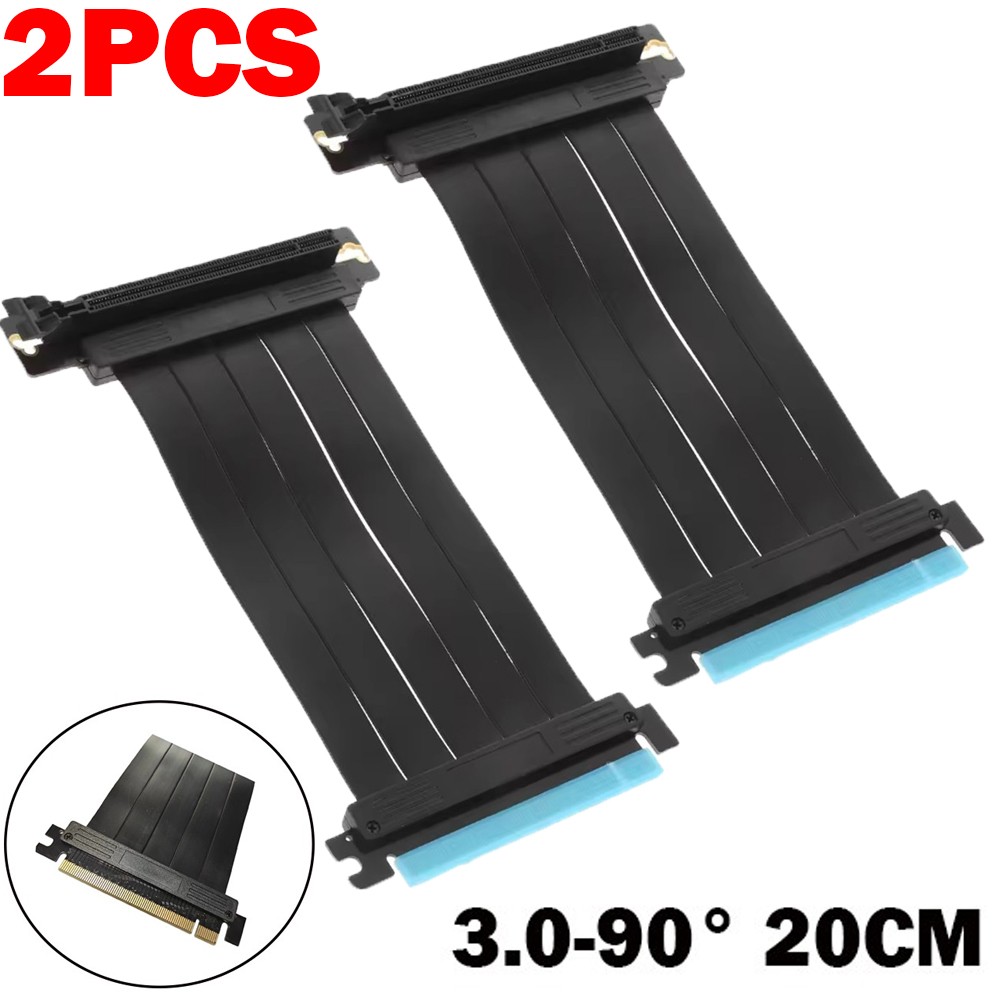 2PCS PCIE 3.0 16x Riser Cable Graphics Card Extension Cable GPU Expansion 20CM