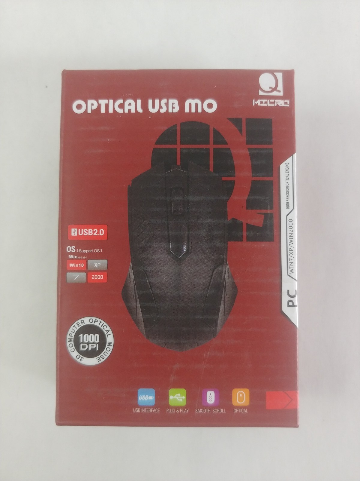 New Q Micro WIN2000 3D USB 3 Button Standard Mouse Black