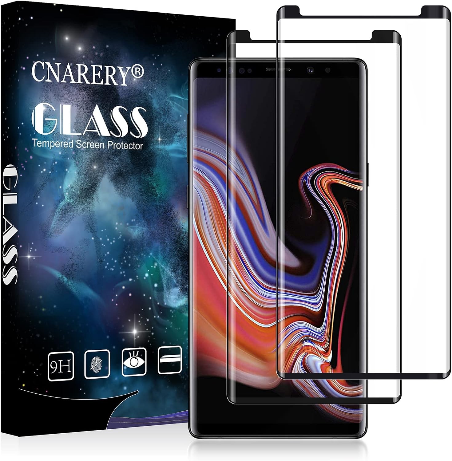 2 Pack Full Coverage Screen Protector for Samsung Galaxy Note 9, Tempered Glass