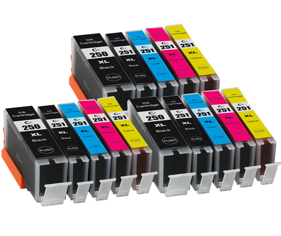 15PK PGI-250XL CLI-251XL Black & Color Combo Ink Set for MG5420 MG5520 MX922