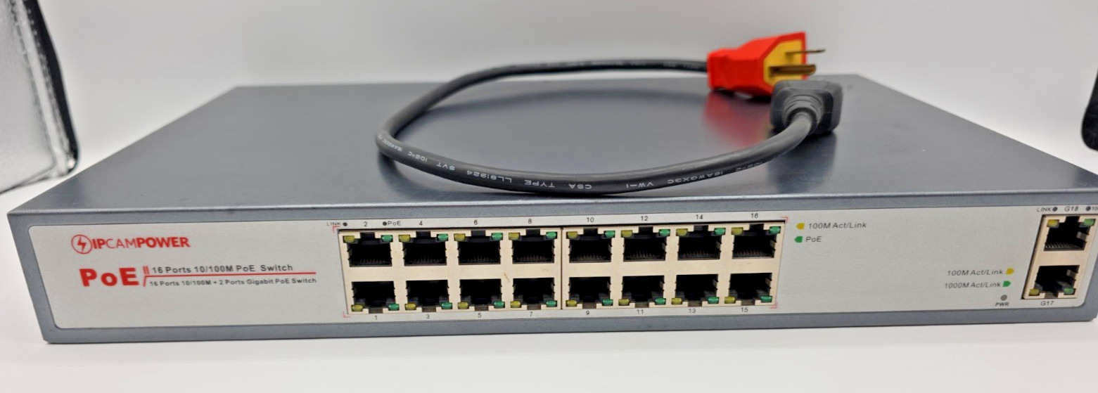 IPCAMPOWER 16-Port PoE Switch / 200W Max / IPCP-16P2G-AF2