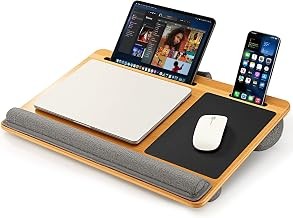 Bamboo Home Office Laptop Lap Desk with Mouse Pad Fits up to 17 Inch Laptop
