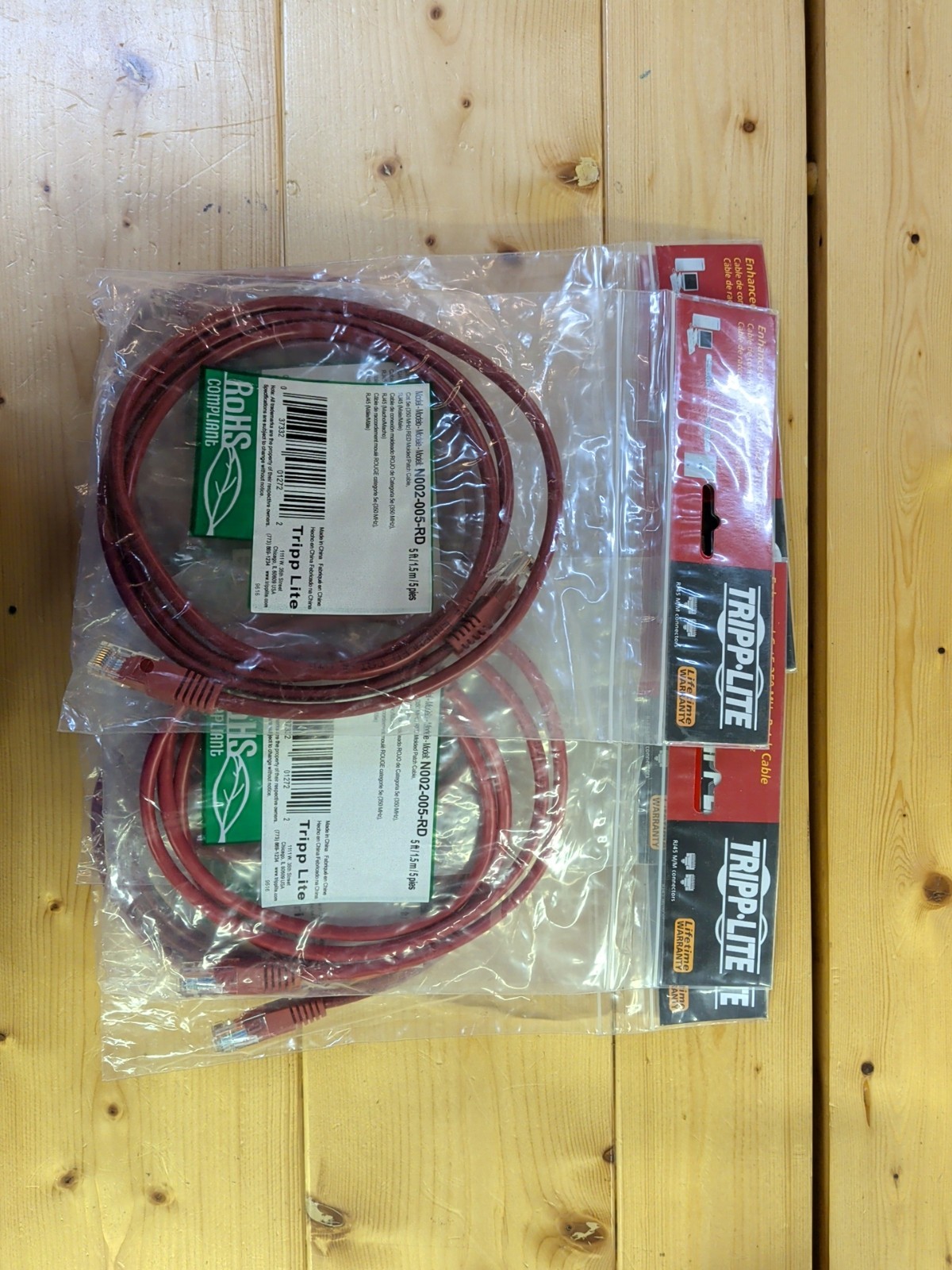 Tripp Lite N002-005-RD Cat5e Ethernet Cable 5ft Red RJ45 Patch