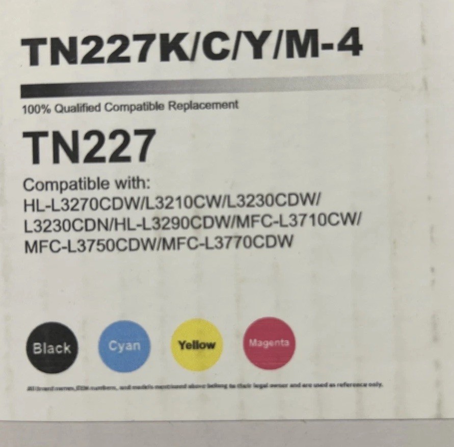 TN227 Black Cyan Yellow Magenta Brother Toner Cartridges TN227K/C/Y/M-4 Qty 8