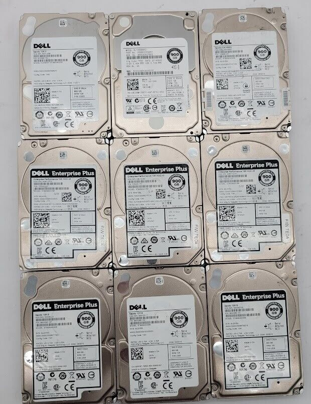 Lot of 9 Dell 900GB 2.5"SASHDD Hard Drive different brands check the description