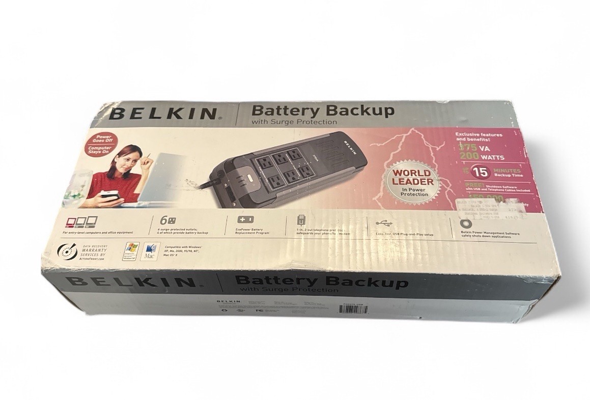 belkin battery backup 375 VA  F6H375-USB W/surge Protection New ✅