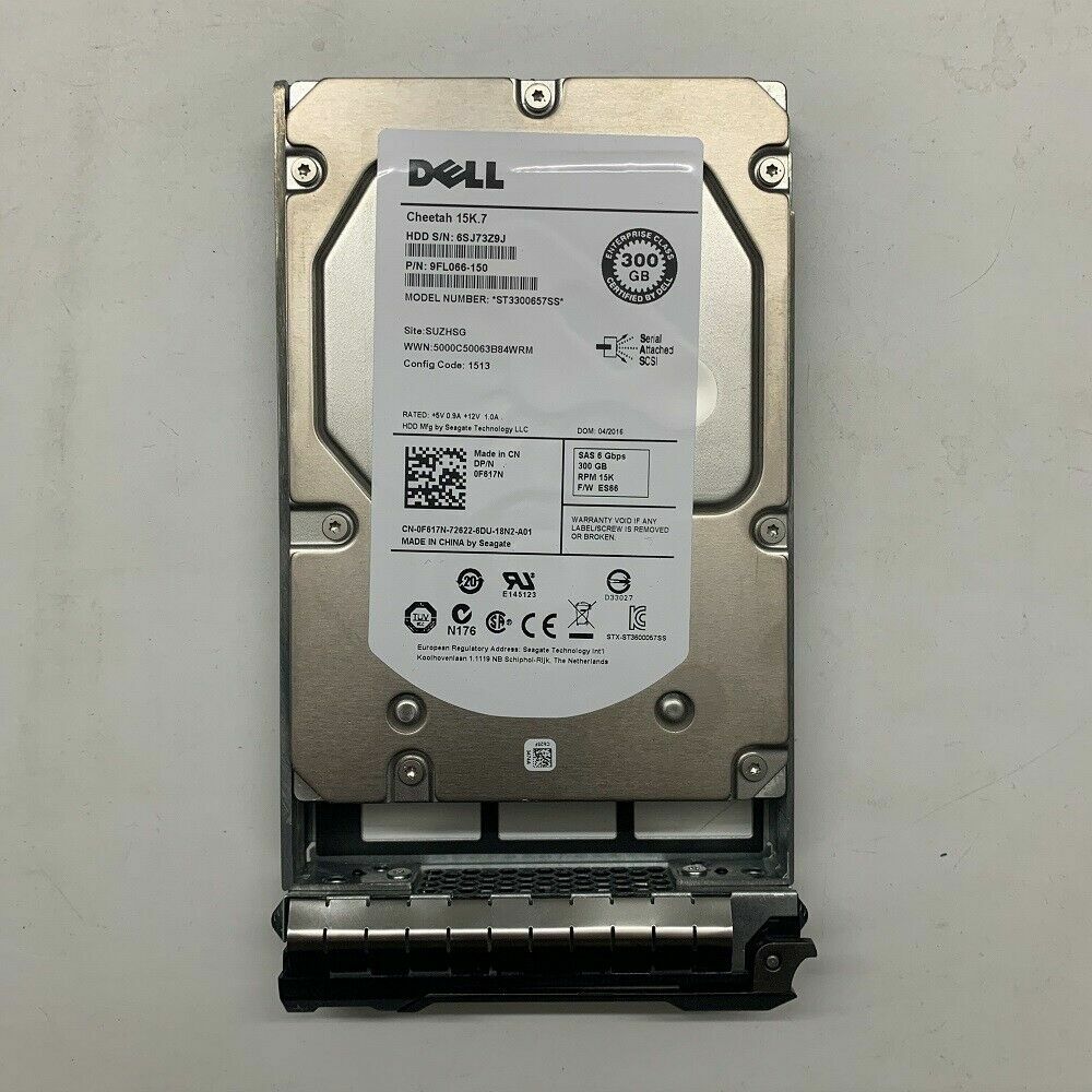 Dell 15K.7 F617N 0F617N 300GB 15K 6Gbps 3.5" SAS Hard Drive ST3300657SS W/Tray