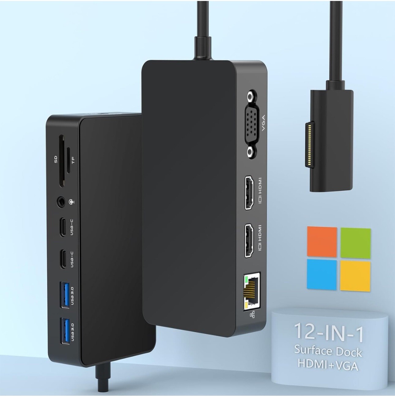 Surface Expansion Dock Triple Display 12 in 1 Dual 4K HDMI+VGA For Surface Pro