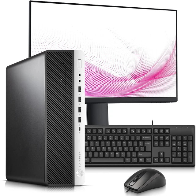 HP EliteDesk 800 G3 Desktop i5-7500 8GB RAM 128GB SSD 24 in Monitor Display
