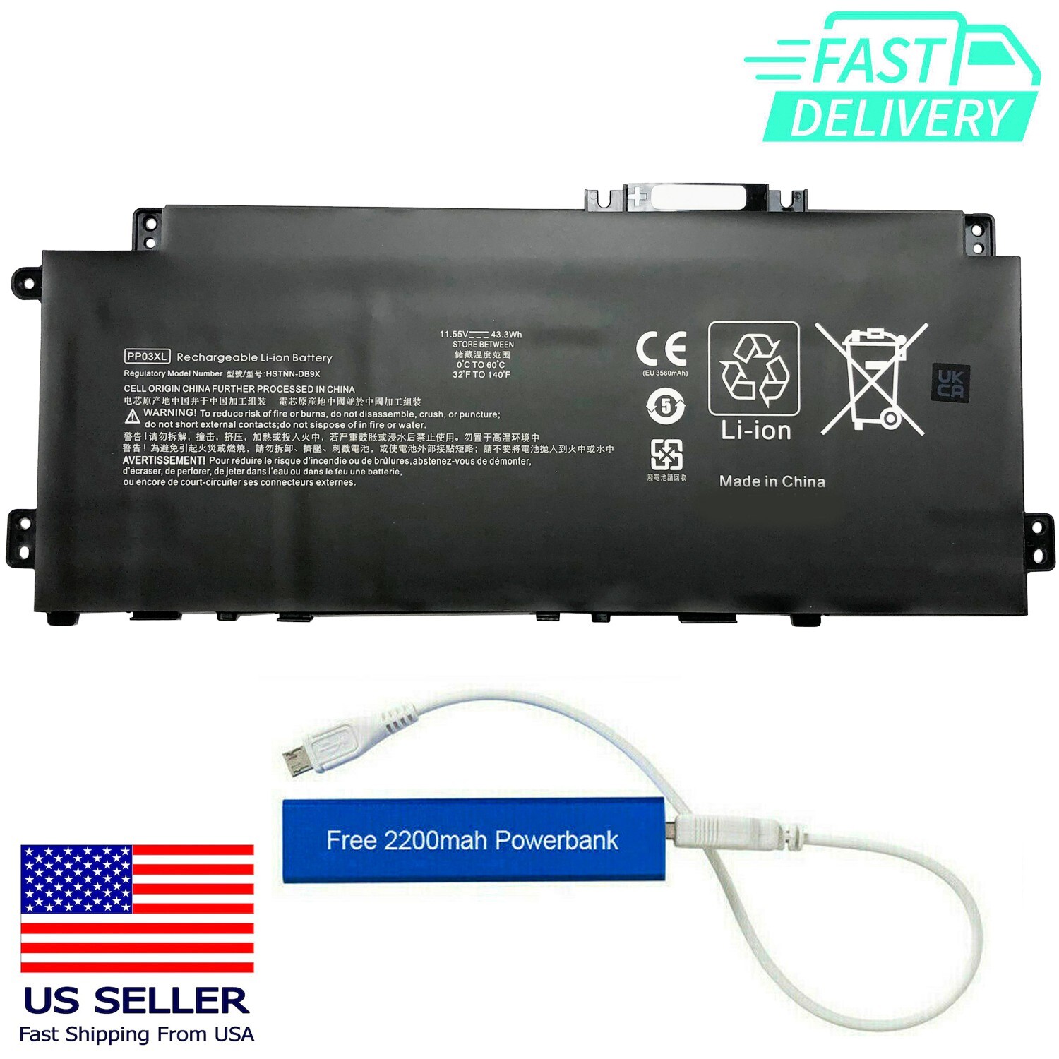 M01144-005 PP03XL BATTERY FOR HP PAVILION X360 14-DW 11.5V 43.3WHR M01118-421
