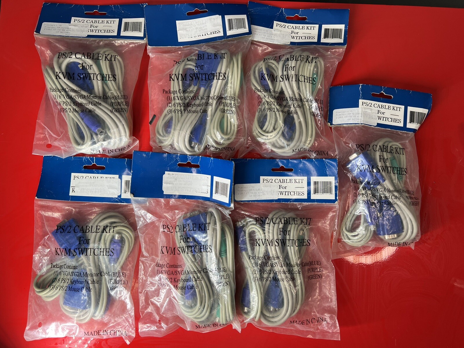 LOT OF 7 PRICE LOGIC KVM PS/2 6' CABLE KIT FOR KVM SWITCHBOX