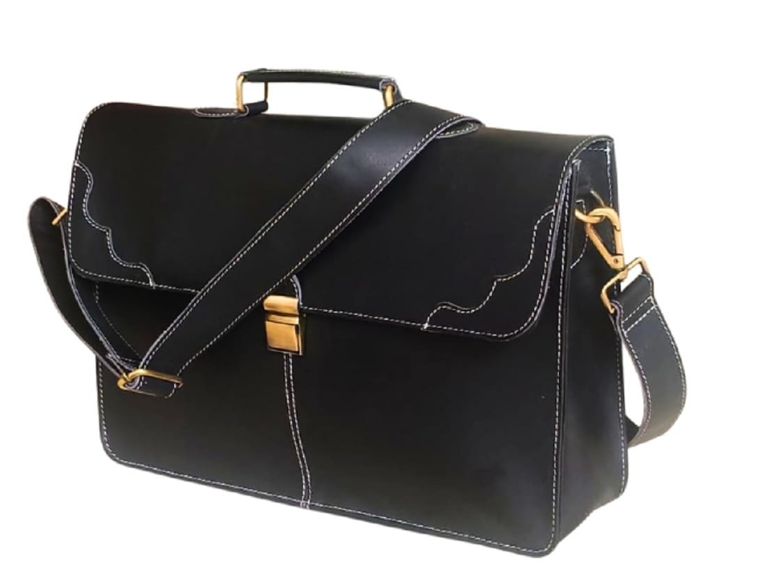 Genuine Leather Laptop Bag for Office & Travel-Handmade Vintage Briefcase,Mes...