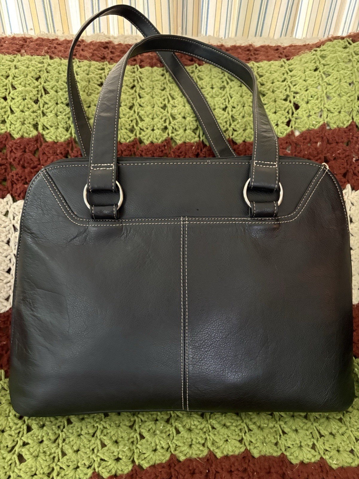 SwissGear Wenger Black Leather Laptop Tote Bag Briefcase Executive Women Large