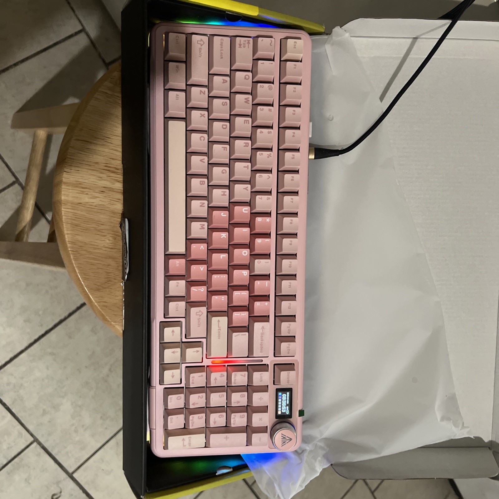 Solakaka A99 Pro Mechanical Keyboard: Mint Marble PBT Keycaps. 
